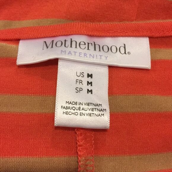 Motherhood Maternity Chevron LS Dress Pink Tan M - Picture 4 of 5